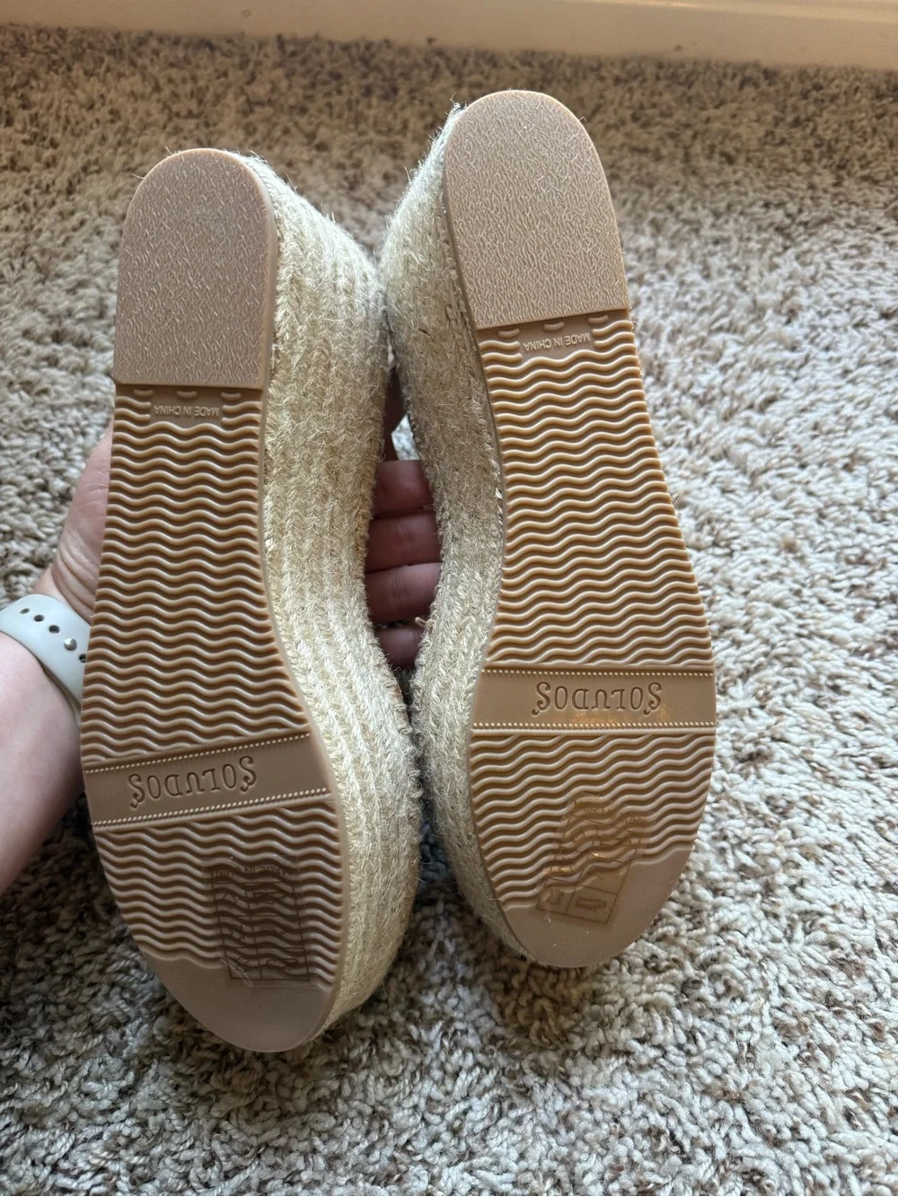 Soludos Cognac Leather Platform Espadrille Sandals size 10
